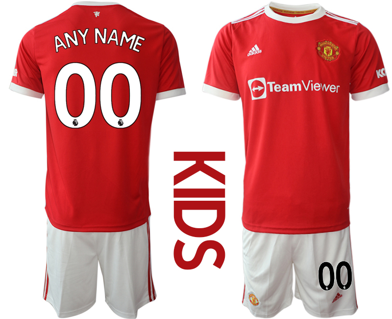 Youth 2021-2022 Club Manchester United home red customized Soccer Jersey->youth soccer jersey->Youth Jersey